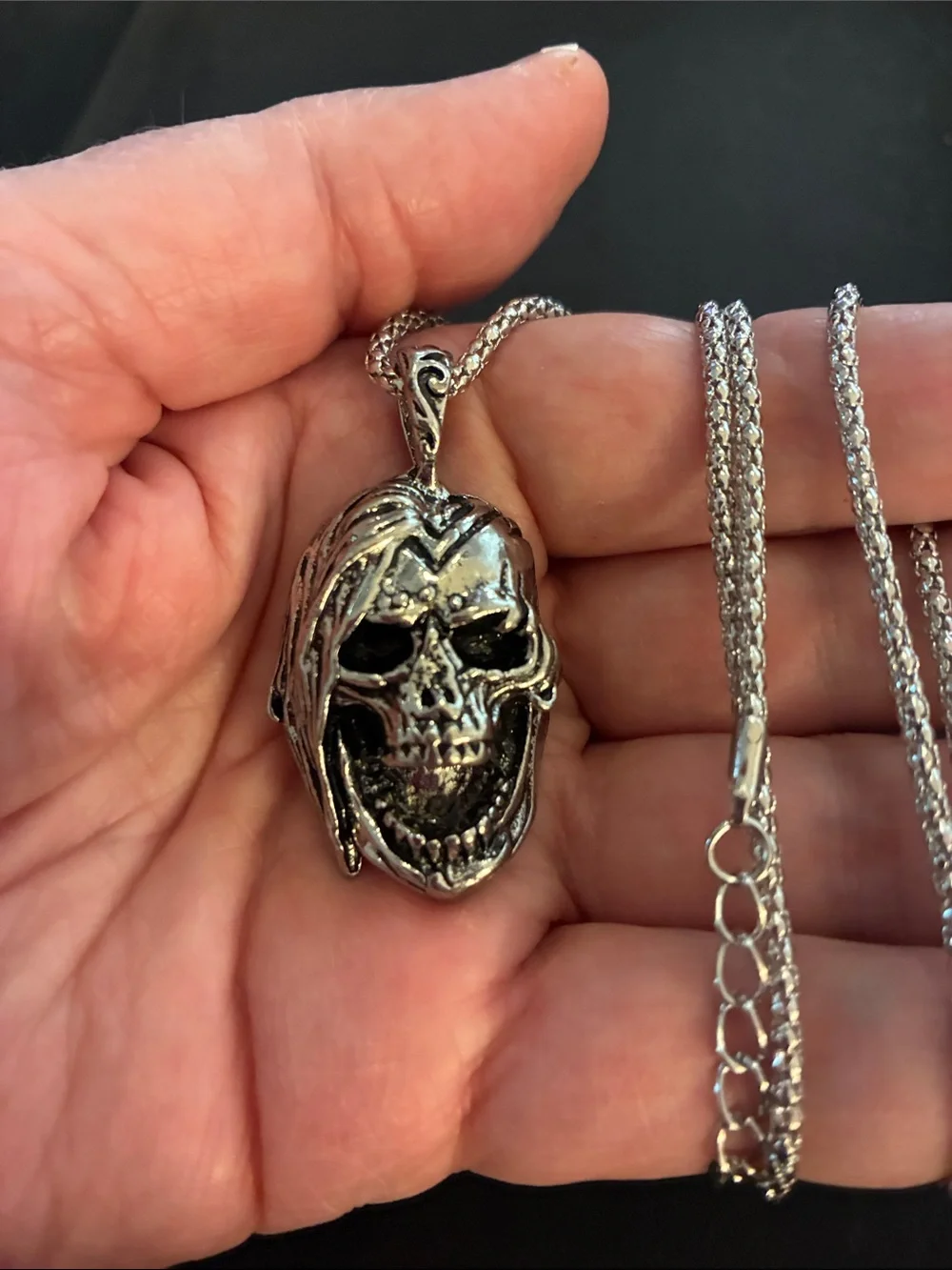 Men's Silver Skull Pendant Gothic Chain Jewelry